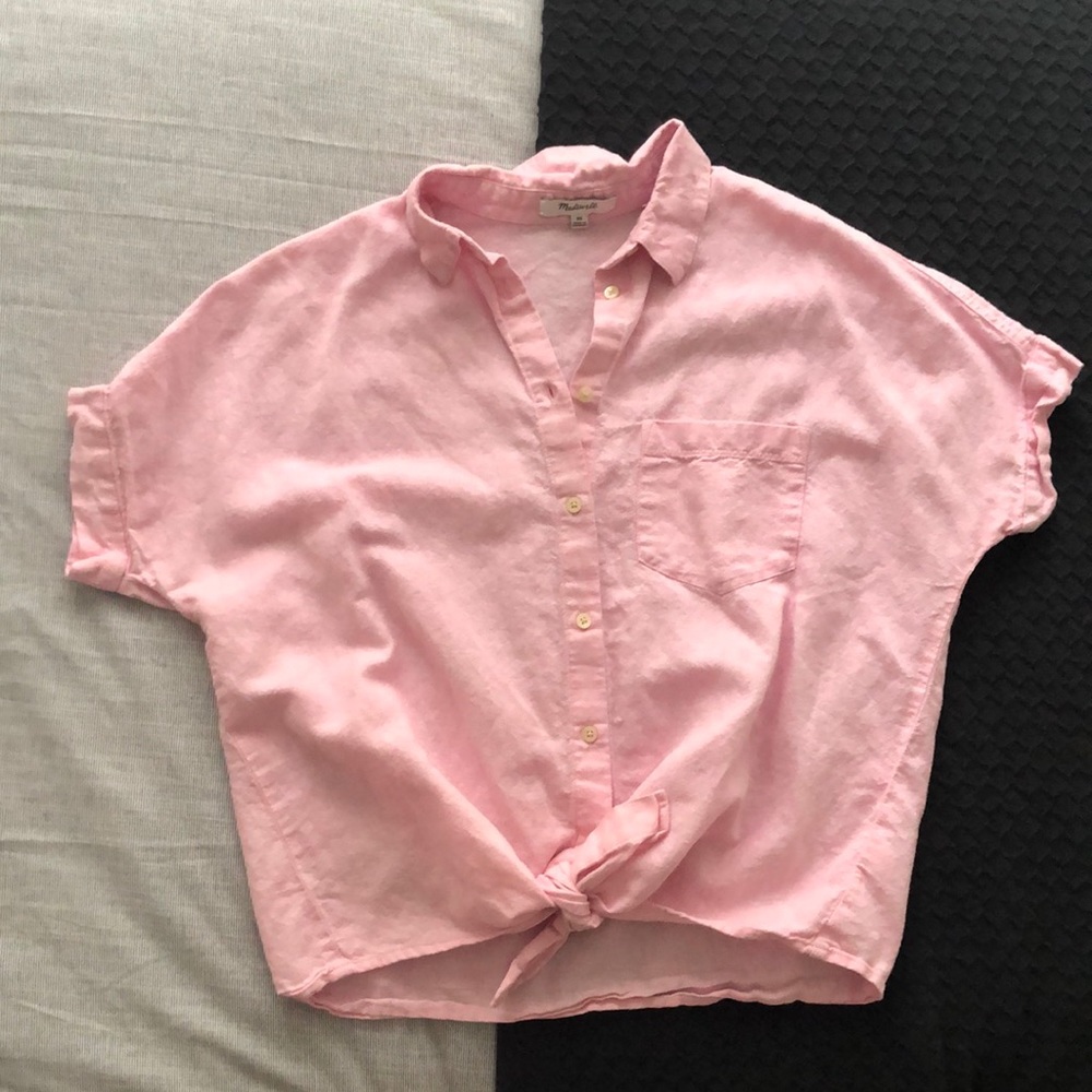 Madewell Tie Front Crop Button Down